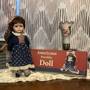 Vintage Americana Porcelain Doll Patriotic Collectible